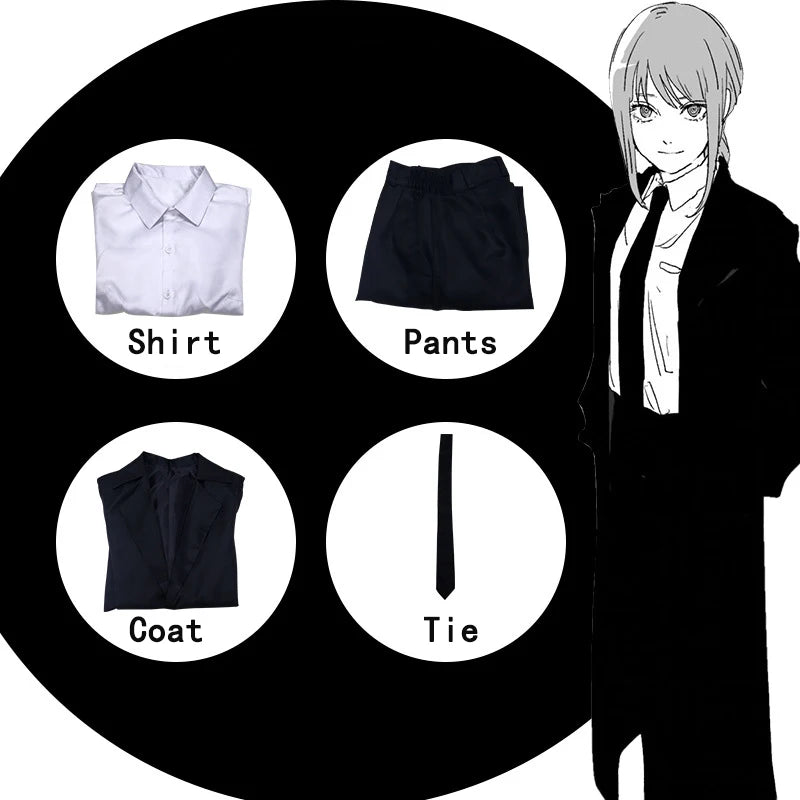 Makima Cosplay Costume Anime Chainsaw Man Makima Cosplay Costumes Wig Trench Shirt Tie Pants Men Women Suits Halloween Uniform