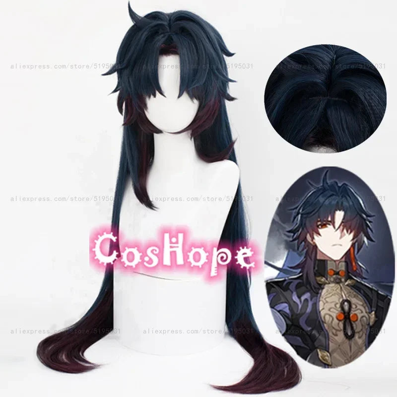 Honkai Star Rail Blade Cosplay Wig 90cm Long Dark Blue Brown Red Wig Cosplay Anime Cosplay Wig Heat Resistant Synthetic Wigs