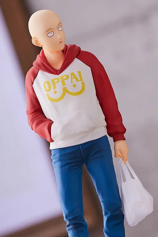 18cm POP UP PARADE One Punch Man figura de Anime One Punch Man Saitama OPPAI Sudadera con capucha colección de figuras de acción modelo muñeca Juguetes